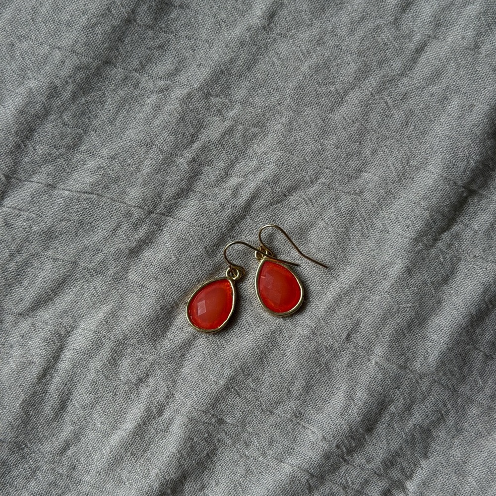 Francesca's Collections Gold and Red Teardrop Earrings